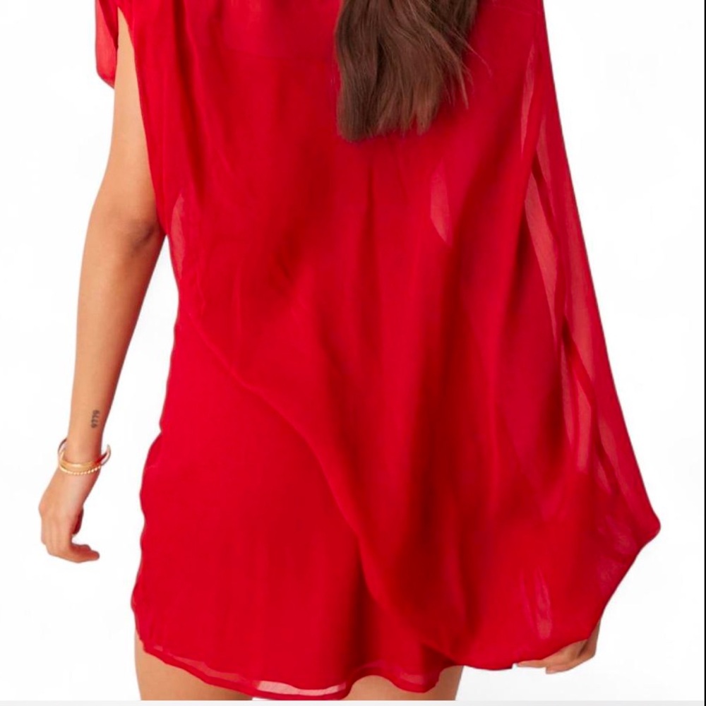 ASOS One-Shoulder Red Mini Dress - Picture 2 of 5